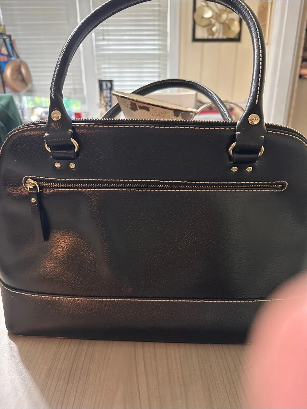 kate spade Black Pebbled Leather Dome Satchel
